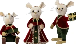 Intratuin kerstfiguur Tino muis rood / groen 16 x 15 x 26 cm
