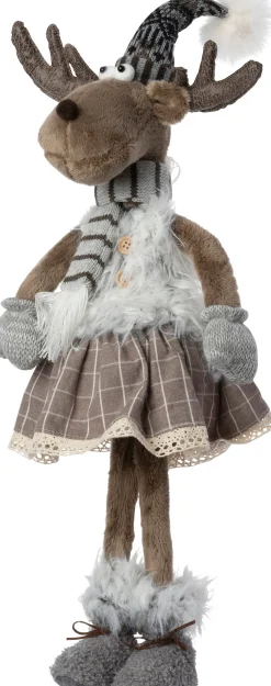 Intratuin kerstfiguur Tiroler eland vrouw bruin / grijs 20 x 13 x 62 cm
