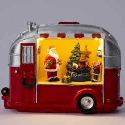 Intratuin kerstfiguur trailer kerstman rood / wit 23,5 x 10 x 16 cm