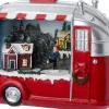 Intratuin kerstfiguur trailer huisje rood / wit 23,5 x 10 x 16 cm
