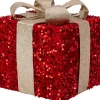 Intratuin kerstfiguur Veya cadeau rood / beige met verlichting 25 x 25 x 28 cm