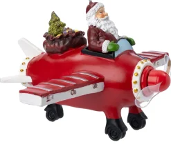 Intratuin kerstfiguur vliegtuig rood / wit 27,5 x 21 x 16 cm