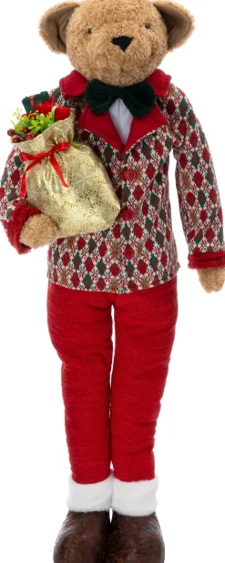Intratuin kerstfiguur Yende beer man rood 40 x 24 x 117 cm