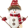 Intratuin kerstfiguur Yuki sneeuwpop op skies rood / wit 21 x 18 x 46 cm