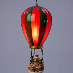 Intratuin kersthanger Aera luchtballon beer rood / groen met verlichting D 14,5 H 27,5 cm