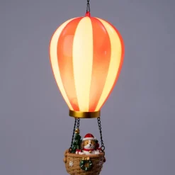 Intratuin kersthanger Aera luchtballon hond rood / wit met verlichting D 14,5 H 27,5 cm