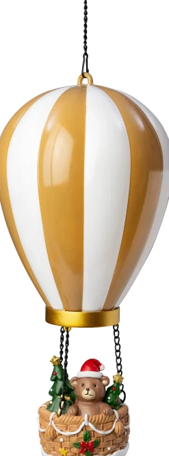 Intratuin kersthanger Aera luchtballon beer goud / wit met verlichting D 14,5 H 27,5 cm