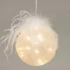 Intratuin kersthanger bal met LED en veren D 12 cm