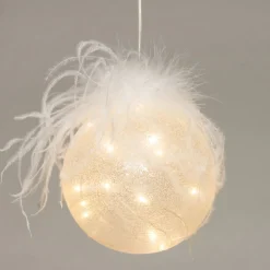 Intratuin kersthanger bal met LED en veren D 12 cm