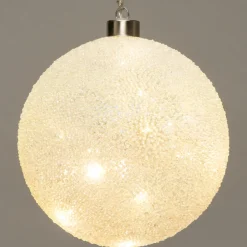 Intratuin kersthanger bal met parels en LED wit D 15 cm