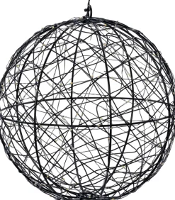 Intratuin kersthanger bal zwart met verlichting D 25 cm