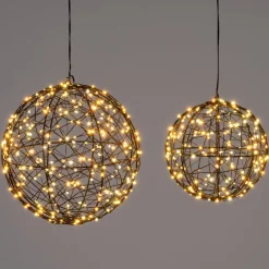 Intratuin kersthanger bal zwart met verlichting D 18 cm