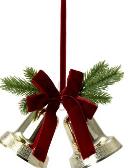Intratuin kersthanger bellen met strik goud 23 x 14 x 10 cm