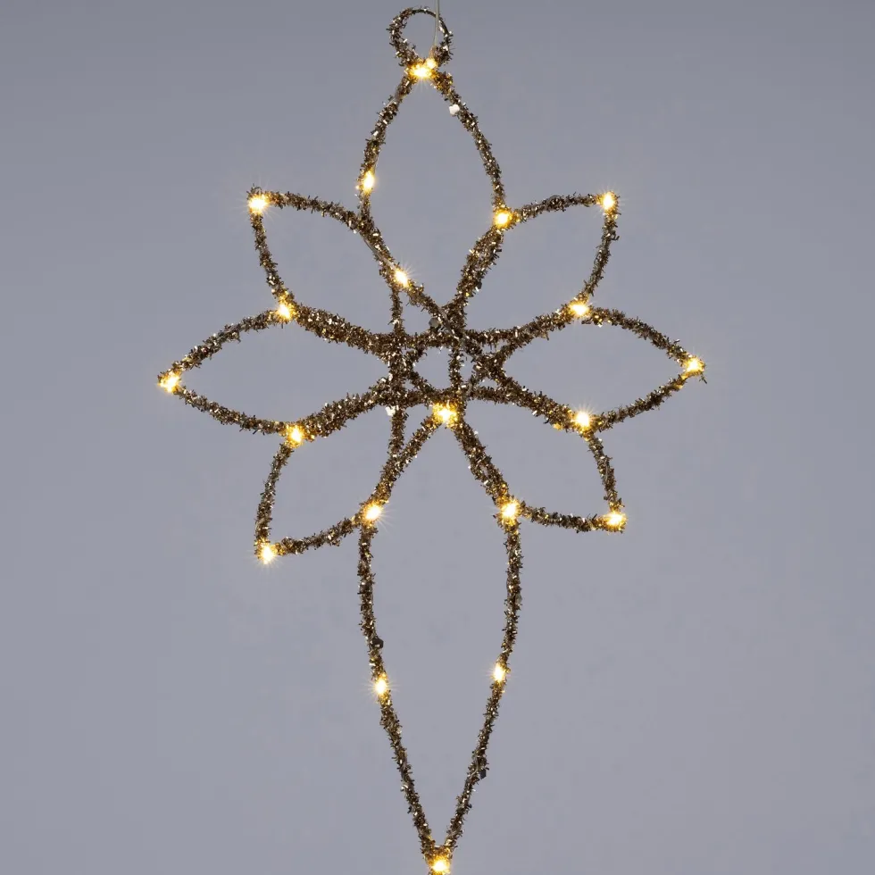 Intratuin kersthanger bloem beige met verlichting 30 x 47 cm