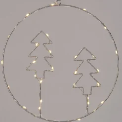 Intratuin kersthanger cirkel kerstbomen zilver LED 30 lampjes warm wit D 30 cm