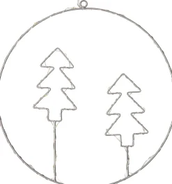Intratuin kersthanger cirkel kerstbomen zilver LED 30 lampjes warm wit D 30 cm