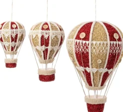 Intratuin kersthanger Ervy luchtballon rood / goud D 13 H 22 cm