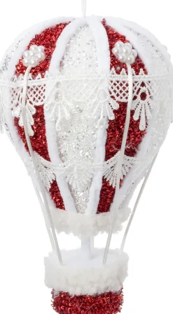 Intratuin kersthanger Ervy luchtballon rood / wit D 11 H 18 cm
