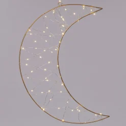Intratuin Kersthanger glittermaan met led goud D 30 H 32 cm