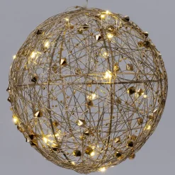 Intratuin kersthanger Helmia bal goud met verlichting D 20 H 20 cm