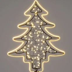 Intratuin kersthanger kerstboom zwart met verlichting 37 x 46 cm