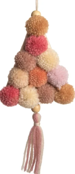 Intratuin kersthanger kerstboom met pompom licht roze 11 x 2,5 x 22 cm
