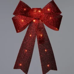 Intratuin kersthanger Liora strik rood met verlichting 60 x 42 cm