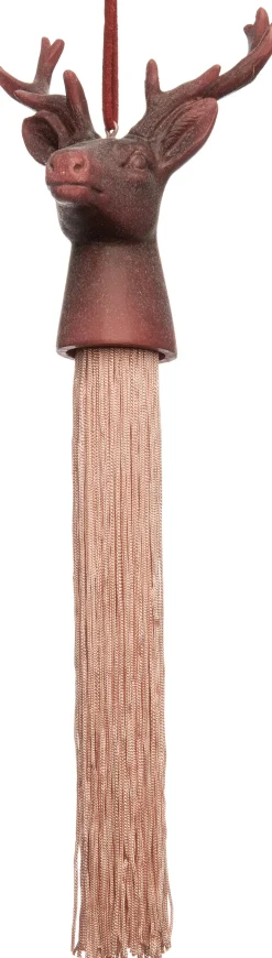 Intratuin kersthanger Rendierhoofd roze / rood H 39 cm