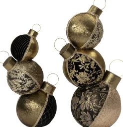 Intratuin kersthanger Timun kerstballen zwart / goud 43 x 30 x 74 cm
