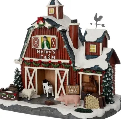 Intratuin kersthuisje boerderij 26,5 x 16 x 23,5 cm