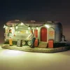 Intratuin kersthuisje caravan met LED verlichting H 6,5 cm