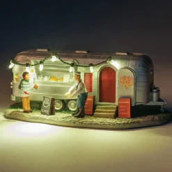Intratuin kersthuisje caravan met LED verlichting H 6,5 cm