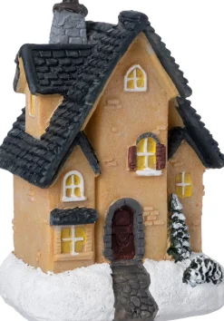 Intratuin kersthuisje Fredrik huis zwart / licht bruin 7,3 x 5,5 x 10,4 cm