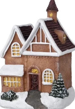 Intratuin kersthuisje Fredrik huis licht bruin 7,3 x 5,5 x 10,4 cm