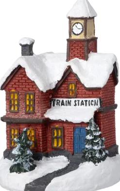Intratuin kersthuisje Fredrik treinstation bruin 7,3 x 5,5 x 10,4 cm