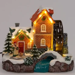 Intratuin kersthuisje huis met waterrad multi 20 x 15 x 17 cm