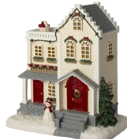 Intratuin kersthuisje huis met sneeuwpop 25 x 15 x 26,7 cm