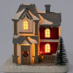 Intratuin kersthuisje huis met kerstboom 11,5 x 8 x 11 cm