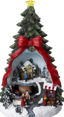 Intratuin kersthuisje kerstboomtafereel 21,5 x 21 x 33 cm