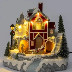 Intratuin kersthuisje kerstman op trein 23,5 x 22 x 22,5 cm