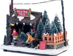 Intratuin kersthuisje kraam kerstbomen met LED verlichting H 14,5 cm