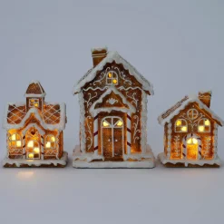 Intratuin kersthuisje Lilly bruin / wit 11,5 x 7 x 13 cm