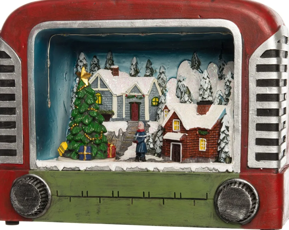 Intratuin kersthuisje met winterse scène in oude TV 20,5 x 10 x 17,5 cm