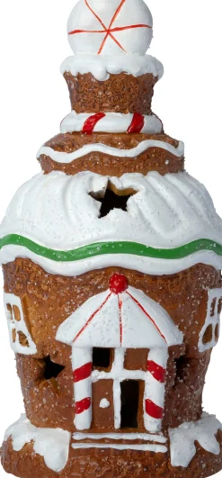 Intratuin kersthuisje Saby snoephuis koekje bruin / wit D 8 H 15,5 cm