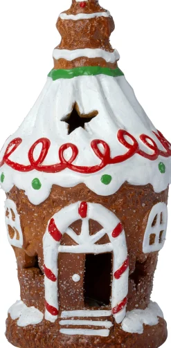 Intratuin kersthuisje Saby snoephuis krul bruin / wit D 8 H 15,5 cm