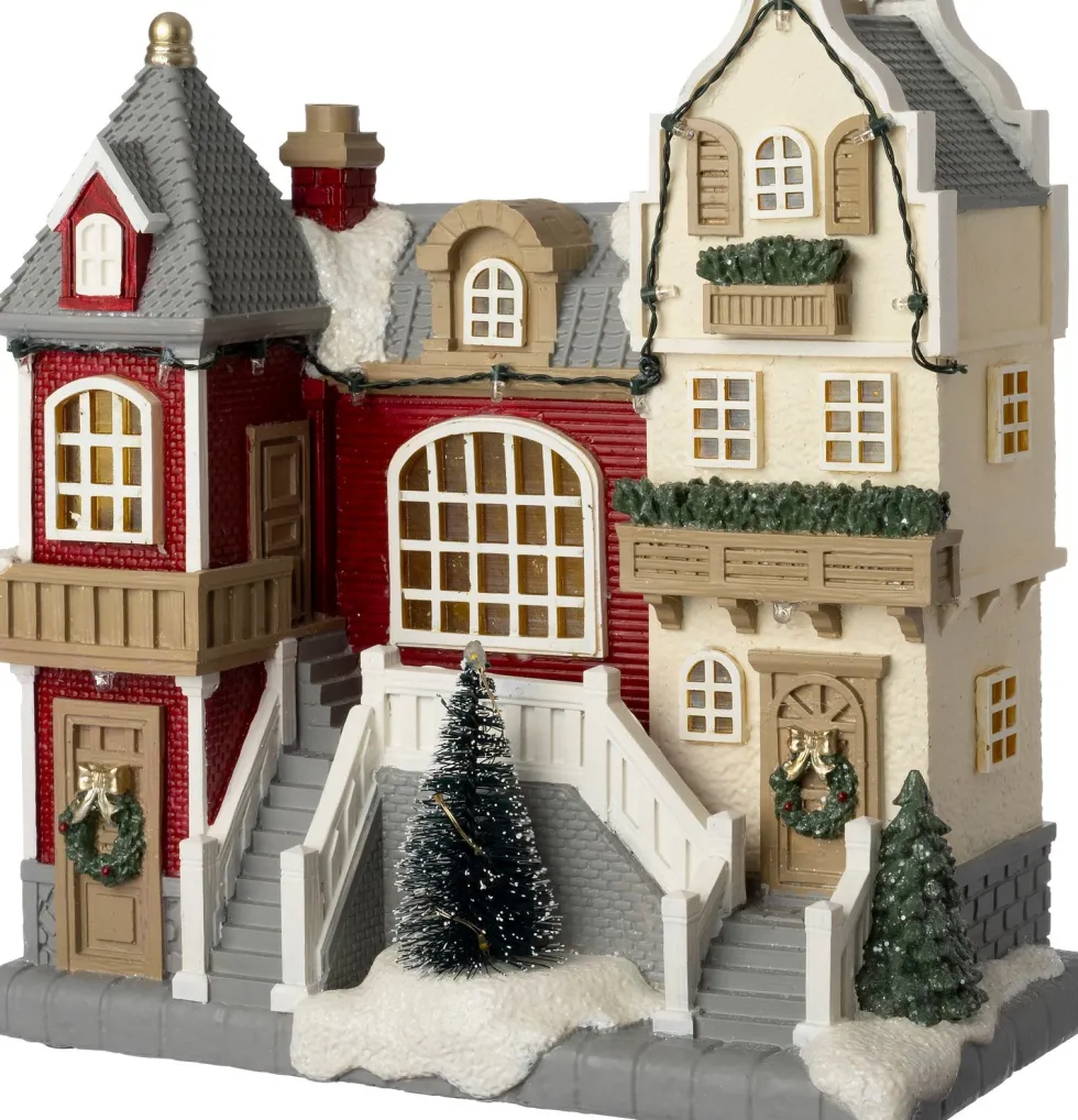 Intratuin kersthuisje villa met kerstboom 27,2 x 15,2 x 28,5 cm