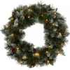 Intratuin kerstkrans besneeuwd groen 30 lampjes warm wit D 60 H 15 cm
