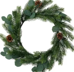 Intratuin kerstkrans dennenappels met 30 lampjes warm wit D 45 H 10 cm