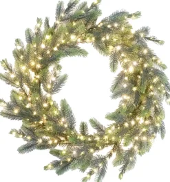 Intratuin kerstkrans groen met 240 lampjes warm wit D 60 H 8 cm