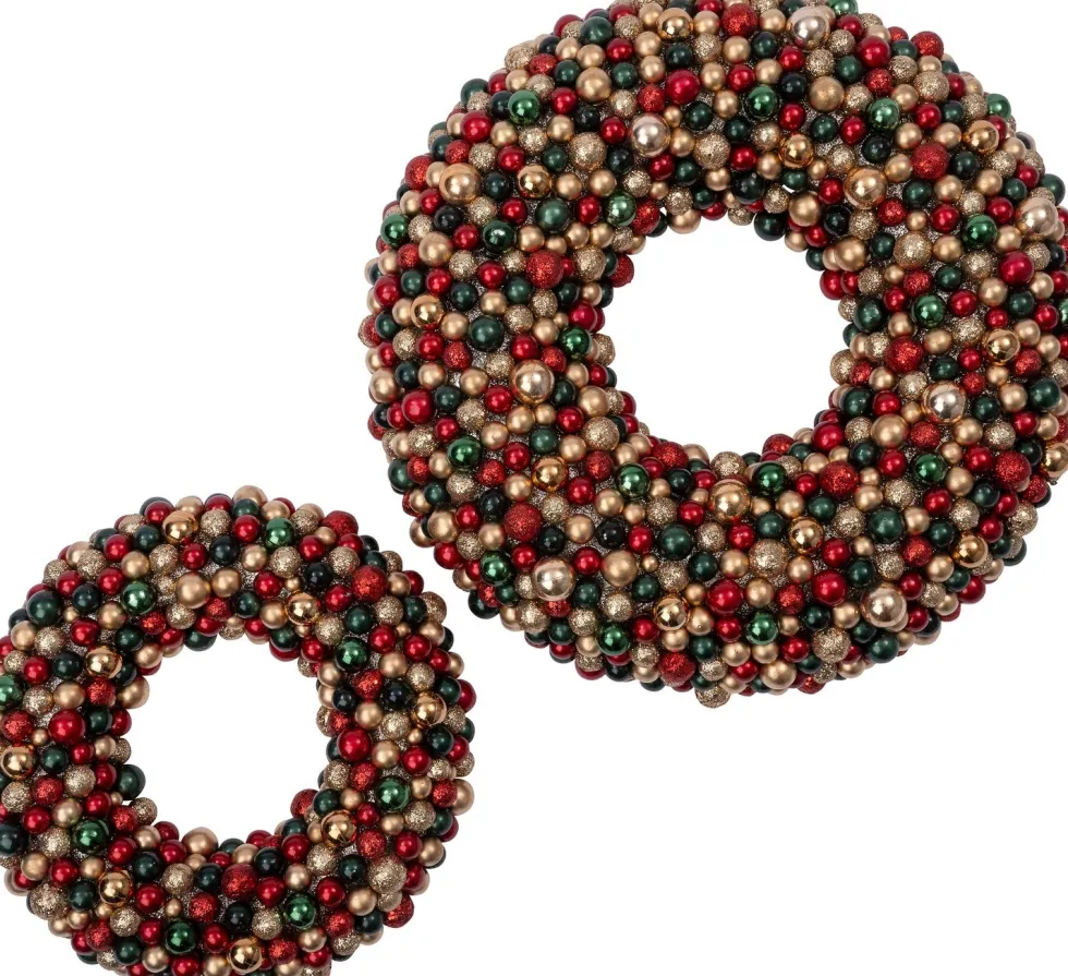 Intratuin kerstkrans Trevi kerstbal rood / lichtgroen / goud D 33 H 6 cm